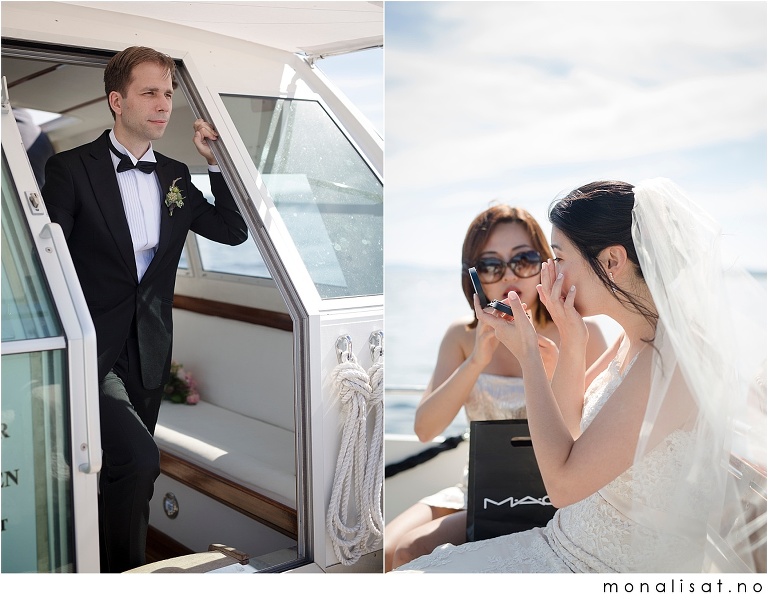 Bryllupsfotografering på båt i Oslofjorden