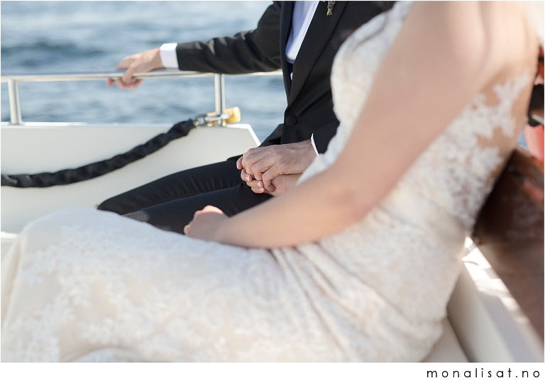 Bryllupsfotografering på båt i Oslofjorden