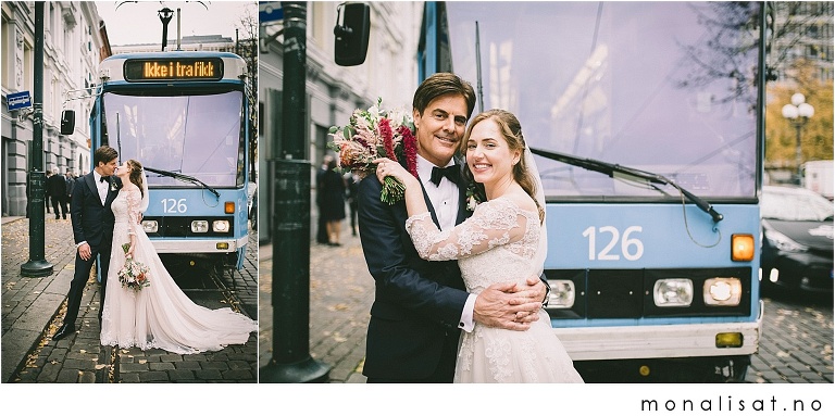Bryllupsfotografering på trikk i Oslo