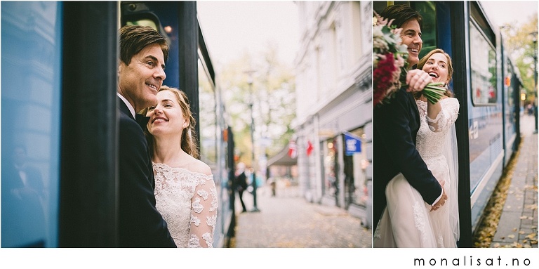 Bryllupsfotografering på trikk i Oslo
