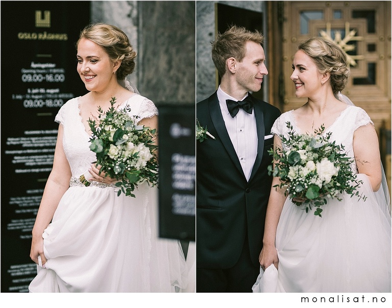 Bryllupsfotografering Oslo Rådhus, Akershus festning og Ling Ling på Aker brygge